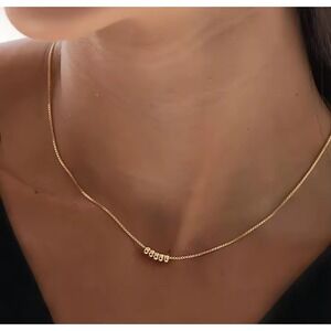14k Over Silver‎ Gold Bead Dainty Minimalist Layering Necklace Adjustable